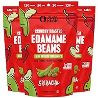 Crunchy Roasted Edamame Snack (Sriracha), High Protein Snacks (13g) Healthy Protein Chips, Keto Friendly Food (2g Net), Plant-Based Vegan Snacks, Office Snacks, Spicy Snack, 4oz (3 Pack)