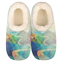 Mountain Multi Painting Womens Slipper Comfy House Slippers Fuzzy Slippers Warm Non-Slip Slipper Socks Soft Cozy Sole Slippers for Indoor Home Bedroom