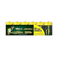GoGreen Power (24014) Eco Friendly Alkaline D Batteries - No Lead, Cadmium or Mercury - Pack of 12