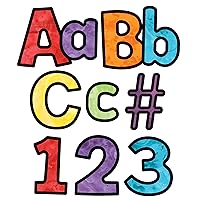 Carson Dellosa 219 Piece 4 Inch Watercolor Colorful Bulletin Board Letters for Classroom, Alphabet Letters, Numbers, Punctuation & Symbols, Cutout Letters for Bulletin Boards