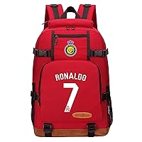 Teen Al Nassr FC Bookbag-Student Lightweight Travel Bag-Cristiano Ronaldo Waterproof Daypack for Youth