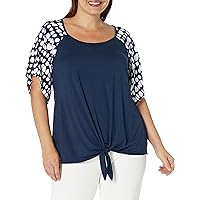 EVANS Women's Plus Size Top Gemma Tie FRNT