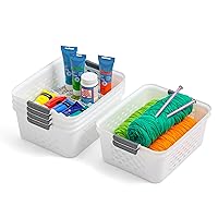 IRIS USA Plastic Storage Basket, 6-Pack, Medium, Shelf Basket Organizer for Pantries, Kitchens, Cabinets, Bedrooms, White