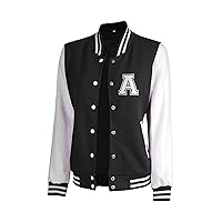 Decrum Varsity Jacket for Woman – Trendy Highschool Bomber Style Baseball Letterman Jacket Woman