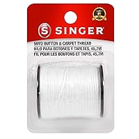 SINGER 67100 Button & Carpet Sewing Thread, 50-Yards, White, 3.80 x 1.50 x 2.50