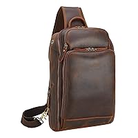 Polare Modern Style Sling Shoulder Bag Men’s Travel/Hiking Daypack with Full Grain Italian Leather and YKK Zippers