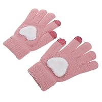 GALPADA 1 Pair Heart Knit Gloves Women Gloves Winter Wind-proof Gloves Winter Knitting Gloves Full Finger Gloves