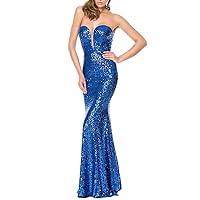 Women's Mermaid Sequins Prom Dress Strapless Formal Bridesmaid Party Evening Gowns Long