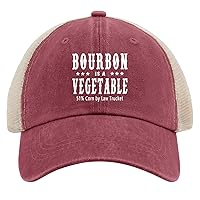 Bourbon is A Vegetable 51% Corn by Law Trucket Hat for Women Baseball Cap Low Profile Washed Hiking