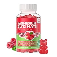 90 CT Magnesium Glycinate Gummies 1000mg - Sugar Free Magnesium Potassium Supplement with Vitamin D, B6, CoQ10 for Calm Mood & Sleep Support - 90 Raspberry Gummies.