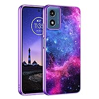 GUAGUA for Moto G 5G 2024 Case Glow in The Dark Moto G Play 5G 2024 Case 6.6 Inch Noctilucent Luminous Space Nebula Slim Fit Cover Protective Anti Scratch Cases for Moto G 5G 2024, Blue Nebula