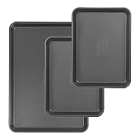 G & S Metal Products Company Signature Commercial Grade Nonstick Cookie Sheet Baking Pan, Set of 3, Gray