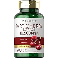 Tart Cherry Capsules | 200 Pills | Max Potency | Non-GMO, Gluten Free | Tart Cherry Juice Extract | by Carlyle