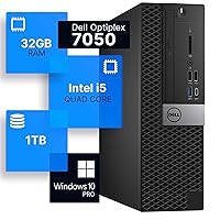 Dell Optiplex 7050 Desktop Computer | Intel i5-6500 (3.2) | 32GB DDR4 RAM | 1TB SSD Solid State | Built-in Wi-Fi AX200 | Windows 10 Professional | Home or Office PC (Renewed)