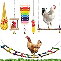Chicken Mirror Toys Chicken Pecking Toys and Vegetable Hanging Feeder for Chicken Coop Chicken Bridge Swing Toys Chicken Xylophone Toys for Hens FANFX 7 Packs s Chicken Toys Set 