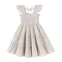 YOUNGER TREE Toddler Dress Baby Girl Summer Clothes Ruffle Sleeve Floral Smock Beach Boho Dresses Sundress