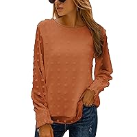 Blooming Jelly Womens Chiffon Blouses Elegant Lantern Long Sleeve Round Neck Top Pom Pom Shirts