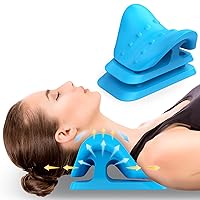 Neck and Shoulder Relaxer Neck Stretcher Cervical Traction Device for TMJ Pain Relief and Cervical Spine Alignment, Neck Traction for Muscle Tension Relief Chiropractic Pillow (blue)