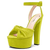 Castamere Women High Chunky Block Platform Heel Peep Open Toe Ankle Strap Bow-knot Sandals