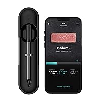 KitchenAid Yummly Smart Meat Thermometer with Wireless Bluetooth Connectivity, 43 Hour Battery, 165 ft Range & Range Extender, YTE010W5MB, Black