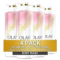 Olay Body Wash Women Cleansing & Nourishing with Hyaluronic Acid & Vitamin B3, 20 fl oz (Pack of 4)