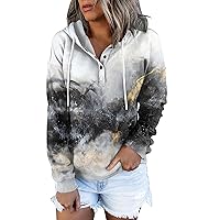 Womens Tie Dye Hoodie Casual Button Workout Athletic Sweatshirts 2023 Fall Clothes Pullover Tops With Pockets