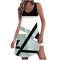 Gifts for Women Who Have Everything Womens Summer Tunic Dress Colorblock Sleeveless Tank Dress Casual Loose Swing Sun Dresses Cozy Tshirt Dress with Pockets Lightning Deals of Today Mint Green