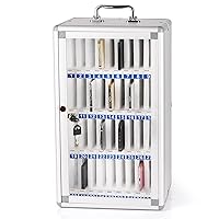 36 Slots Aluminum Alloy Pocket Chart Storage Cabinet for Cell Phones,Wall-Mounted with a Locked,Can be Carried by Hand (36 Slots)