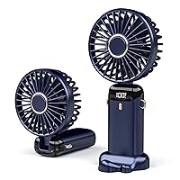 Mini Handheld Fan, USB Desk Fan, Small Personal Portable Table Fan 5 Speed with USB Rechargeable Battery Operated Cooling Folding Electric Fan for Travel Office Room Household (Blue)…