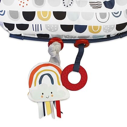 Boppy Tummy Time Prop, Black and White Modern Rainbows with Teething Toys, Fabric, A Smaller Size for Comfortable Tummy Time, Attached Toys Encourage Neck and Shoulder Strength Building