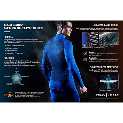 TSLA CLSL TM-MUP19-KKR_Large Men's Compression Pants Baselayer Cool Dry Sports Tights Leggings MUP19