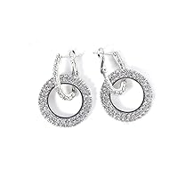 Diamond Round Earrings,925 Silver Stud Micro Setting Round Drop Earrings, Fashion Luxurious Sparkling Diamond Silver Round Drop Earrings, Jewelry Gifts for Women (Silver Model)