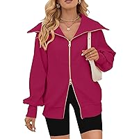 MEROKEETY Women's 2023 Long Sleeve Zip Up Sweatshirt Lapel Ribbed Y2K Trendy Jacket with Pockets