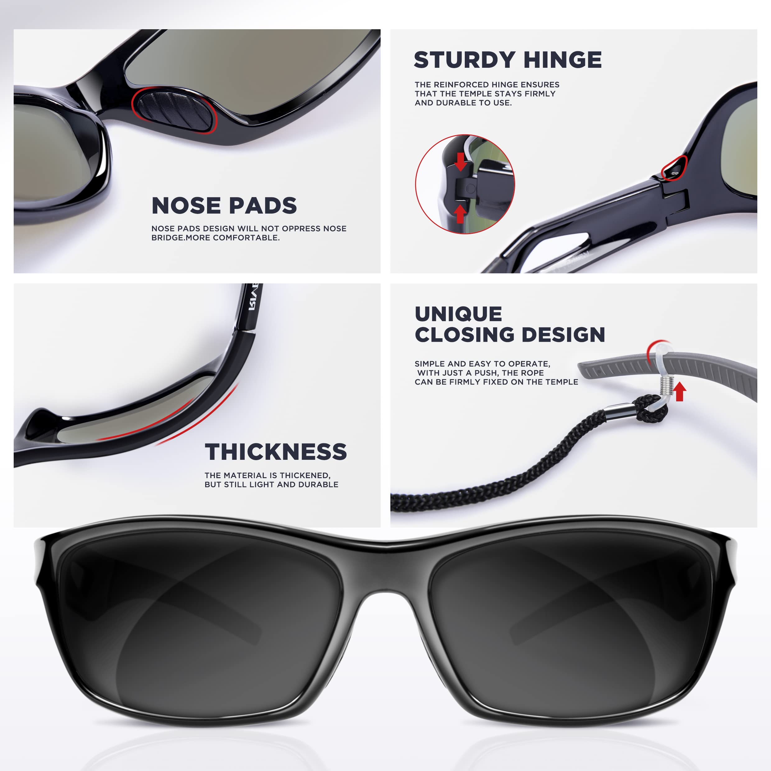 RIVBOS Polarized Sports Sunglasses Driving shades For Men TR90 Unbreakable Frame RB831