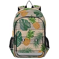 ALAZA Tropical Coconut Palm Trees Fruits Pineapples Pineapples on A Wooden Backpack Cycling, Running, Walking, Jogging