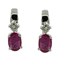 Carillon Ruby Natural Gemstone Oval Shape Stud Anniversary Earrings 925 Sterling Silver Jewelry