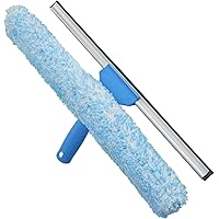 Unger Professional 2-in-1 Squeegee & Scrubber - 18” Window Cleaning Tool – Cleaning Supplies, Squeegee for Window Cleaning, Commercial & Residential Use, Microfiber Sleeve