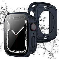 [2 in 1 Full Protection] Waterproof Case for Apple Watch, 1.6 inches (40 mm), Apple Watch Cover, Right Angle Edge Design, Protection, Apple Watch Series SE/6/5/4 Cover, Glass Film, Integrated, Double Layered Construction, PC Ring Materials, Integrated Cover, Back Cover, Easy to Put On and Fall Off, iwatch (40mm, Midnight)