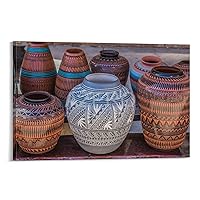 GIISH Vintage Southwest Pottery African Clay Pot Porcelain Poster Abstract Art Poster 3 Canvas Painting Wall Art Poster for Bedroom Living Room Decor 20x30inch(50x75cm) Frame-style