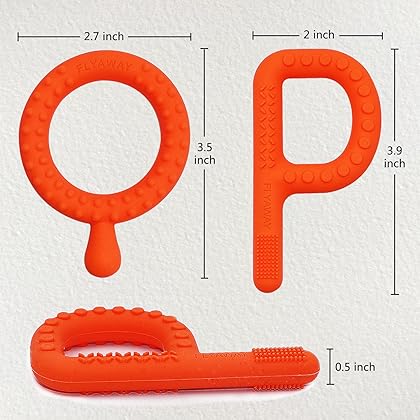 Sensory Chew Toys for Kids, 2 Pack P & Q Shape Teething Tubes Oral Motor Tool for Baby 3-6 6-12 Months, Silicone Mouth Fidgets Stim Toy for Boys Girls with Autism, ADHD, Autism, Biting Needs