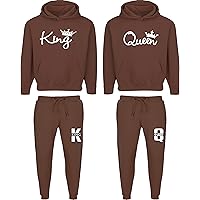 King and Queen Hoodies for Couples Set - Couple Matching Outfits - Matching Tracksuit Black