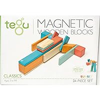 24 Piece Tegu Magnetic Wooden Block Set, Sunset, 1-99 years old