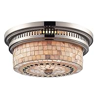 Elk Lighting 66411-2-LED Chadwick 2-Light Polished Nickel and Cappa Shell-Includes LED Bulb(s) Flush Mount