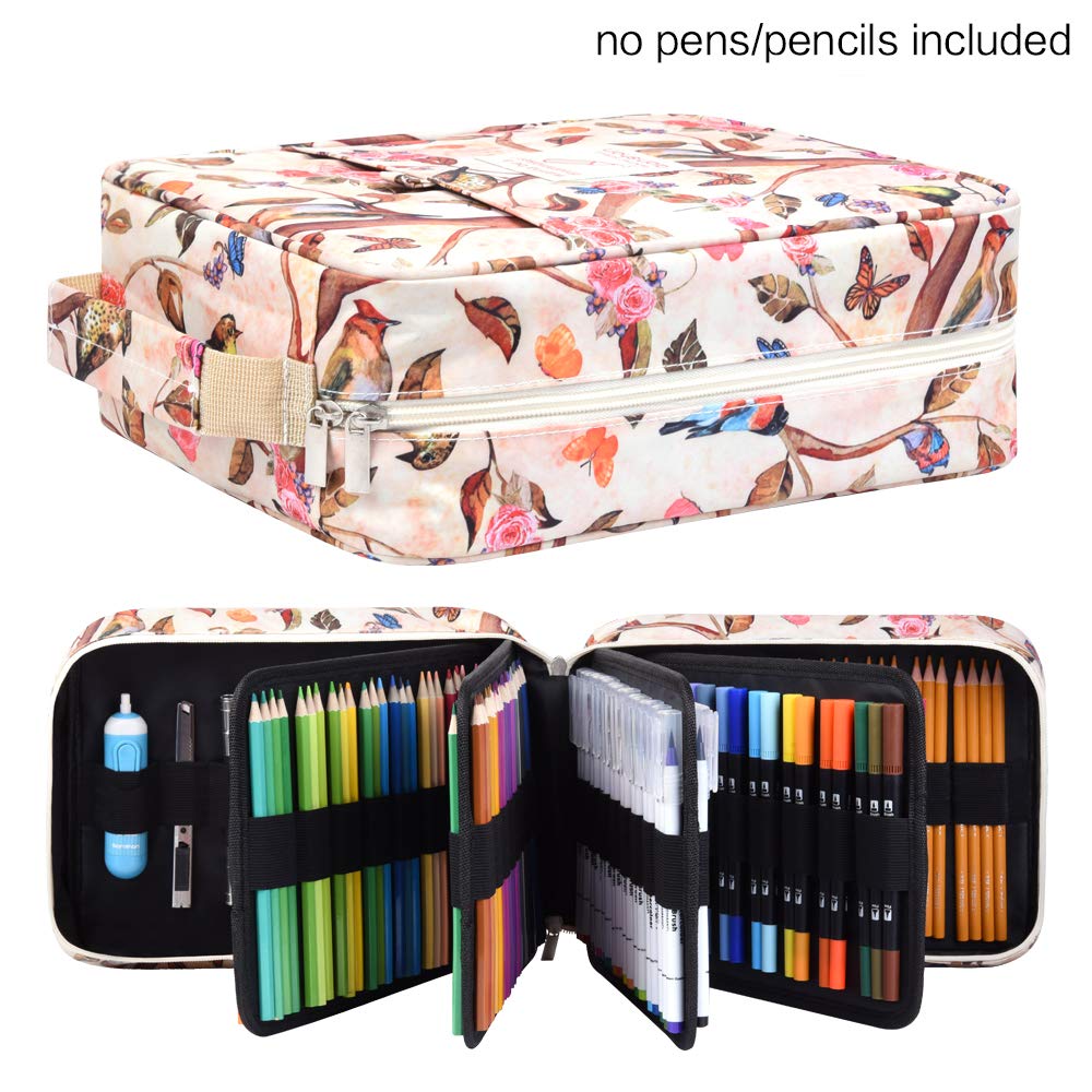qianshan Pencil Case Holder Slot - Holds 260 Colored Pencils or 180 Gel  Pens with Zipper Closure - Large Capacity Polyester Pen Organizer for