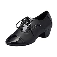 Men's Fashion Comfort Lace-up Leather Round Toe Salsa Tango Samba Jazz Rumba Ballroom Latin Modern Dance Shoes