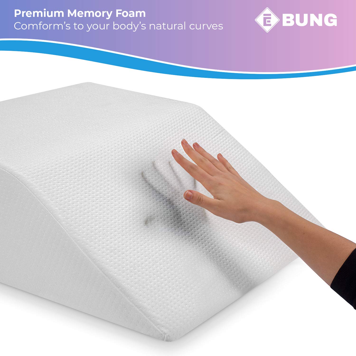Ebung Memory Foam Leg Elevation Pillows - Leg Support Pillow to Elevate Feet, Sleeping, Blood Circulation, Leg Swelling Relief, Sciatica Pain Relief, Back Pain & Pregnancy - Leg Wedges for Elevation