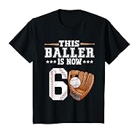 Kids Boys Baseball Birthday Age 6 sports Themed 6th Birthday T-Shirt