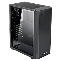at-M1 Mid-Tower PC Case, Transparent Side Panel and ATX/M-ATX Support, Liquid Cooling Support up to 240mm Radiator, Black