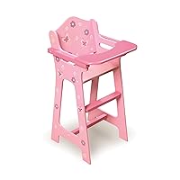 Badger Basket Toy Blossoms and Butterflies Doll High Chair Pretend Play Feeding Seat for 18 inch Dolls - Pink
