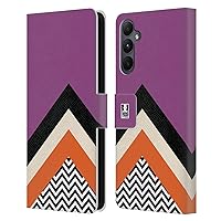 Head Case Designs Violet Colour Block Chevron Leather Book Wallet Case Cover Compatible with Samsung Galaxy A05s